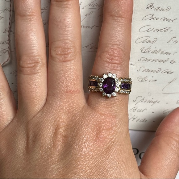 Purple and Gold Tone Women's Ring - Picture 2 of 9